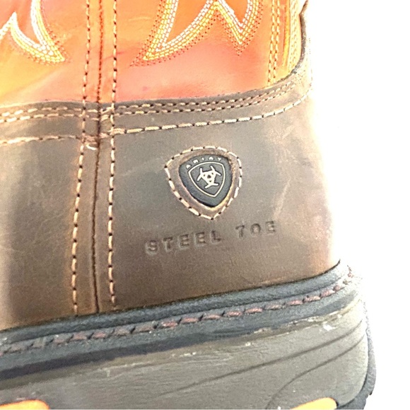 Ariat WorkHog Mens 14D Pull-On Western Boots Steel Toe 100D6961 Brown Orange - Picture 12 of 15
